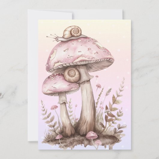 Paddenstoelen Snail Ombre Polka Dots Invitation Kaart (Achterkant)