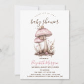 Paddenstoelen Snail Pink Stripes Baby shower Kaart (Voorkant)