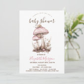 Paddenstoelen Snail Pink Stripes Baby shower Kaart (Staand voorkant)