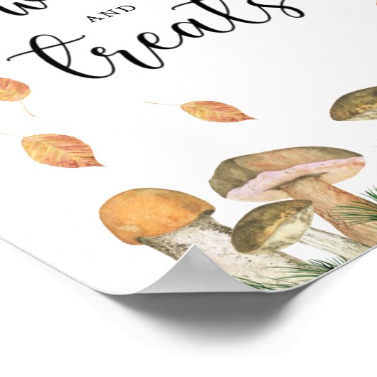 Paddenstoelen - snoep en traktaties baby shower poster (Hoek)