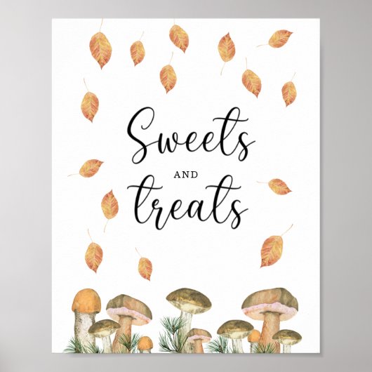 Paddenstoelen - snoep en traktaties baby shower poster (Voorkant)