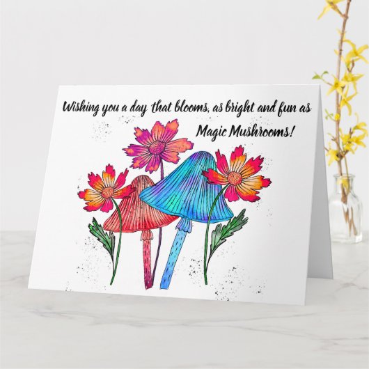 Paddenstoelen Spreuken Verjaardagskaart Kaart (Gele Bloem)