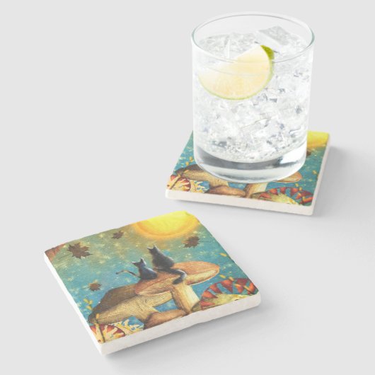 paddenstoelen stenen onderzetter (Zijkant)