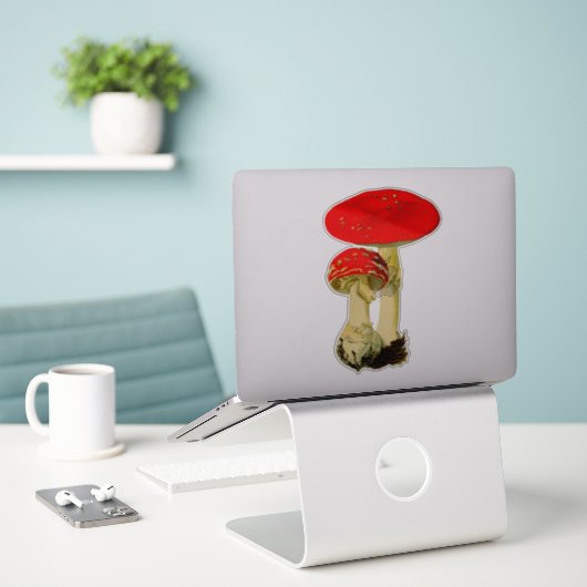 paddenstoelen sticker (Laptop op bureau)