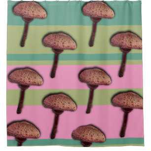 Paddenstoelen & Strepen Douchegordijn