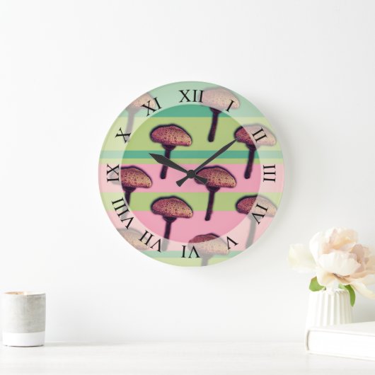 Paddenstoelen & Strepen Wandklok (Huis)
