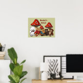 Paddenstoelen & Teddyberen: kinderkamer personalis Poster (Thuiskantoor)