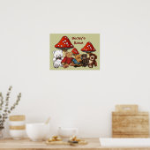 Paddenstoelen & Teddyberen: kinderkamer personalis Poster (Keuken)