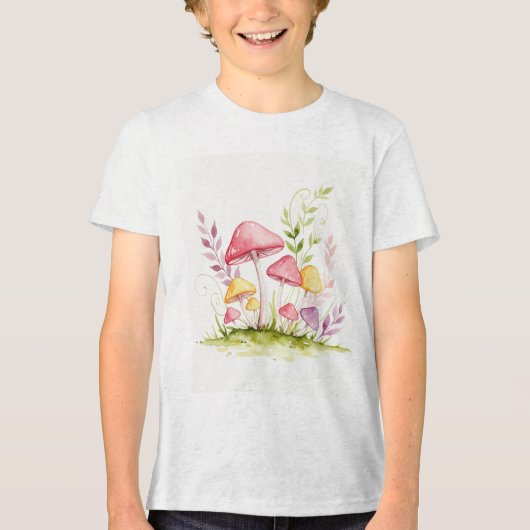 Paddenstoelen Tri-Blend Shirt (Voorkant)