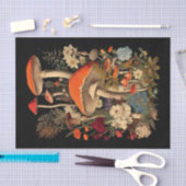 Paddenstoelen tussen bloemen Illustratie Tissuepapier (Craft)