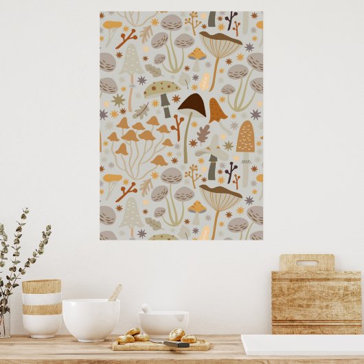 paddenstoelen van de paddenstoel van de paddenstoe poster (Keuken)