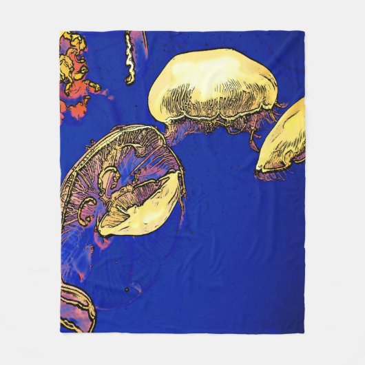 Paddenstoelen van het Zee - Kwallen Fleece Deken (Voorkant)