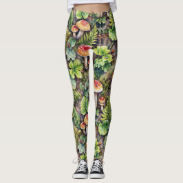 Paddenstoelen Varens Moss Gevallen Bladeren Patroo Leggings