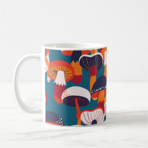 Paddenstoelen variëteit, naadloze illustratie. koffiemok