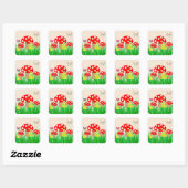 paddenstoelen vierkante sticker (Vel)