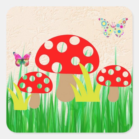 paddenstoelen vierkante sticker (Voorkant)