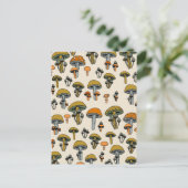 Paddenstoelen vintage patroon briefkaart (Staand voorkant)