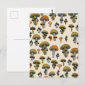 Paddenstoelen vintage patroon briefkaart (Voorkant / Achterkant)