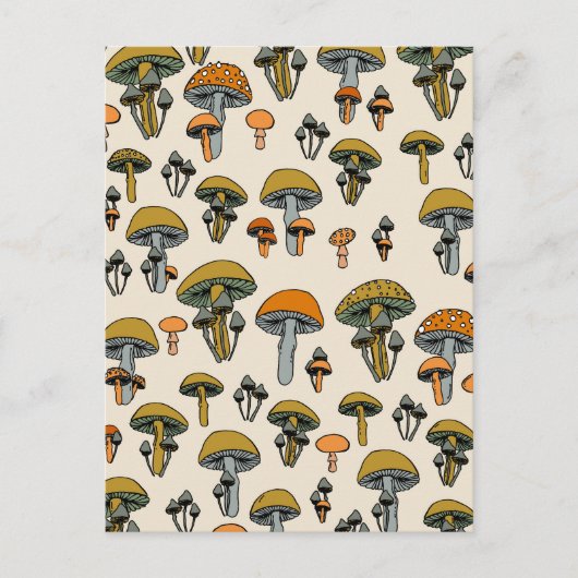 Paddenstoelen vintage patroon briefkaart (Voorkant)