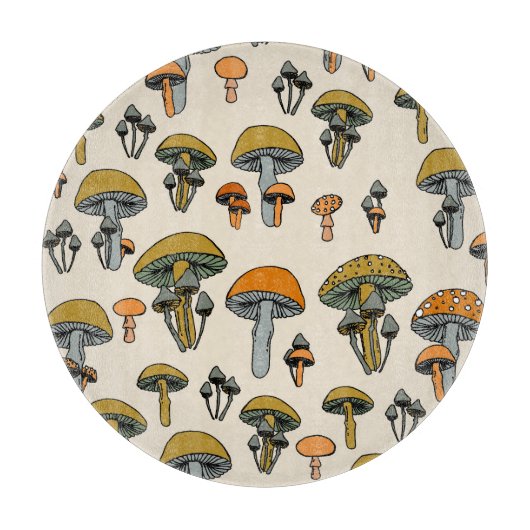 Paddenstoelen vintage patroon snijplank (Voorkant)