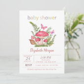 Paddenstoelen Vlinder Stippen Baby shower Kaart (Staand voorkant)