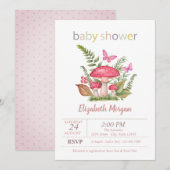 Paddenstoelen Vlinder Stippen Baby shower Kaart (Voorkant / Achterkant)