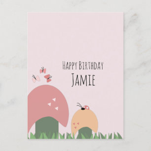 Paddenstoelen, vlinderbloemigen en ladybugs Happy Briefkaart