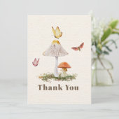 Paddenstoelen Vlinders Baby shower Bedankkaart (Staand voorkant)