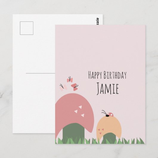 Paddenstoelen, Vlinders en Lieveheersbeestjes Gelu Briefkaart (Voorkant / Achterkant)