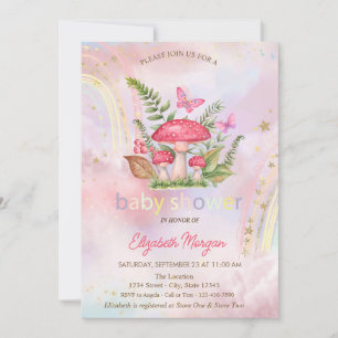 Paddenstoelen Vlinders Regenboog Bloem Baby Shower Kaart