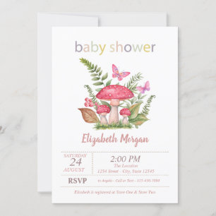 Paddenstoelen Vlindervlekjes Baby Shower Kaart