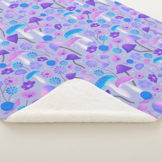 Paddenstoelen Vloeren Paars blauw bos in de jaren  Sherpa Deken (3/4)