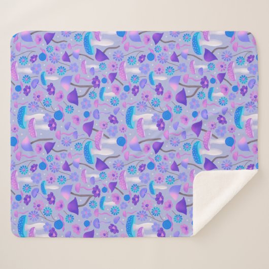 Paddenstoelen Vloeren Paars blauw bos in de jaren  Sherpa Deken (Voorkant (horizontaal))