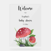Paddenstoelen Welkom Baby shower Acryl Bord (Voorkant)
