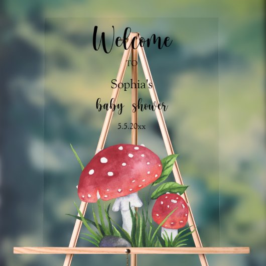 Paddenstoelen Welkom Baby shower Acryl Bord (Neutraal)