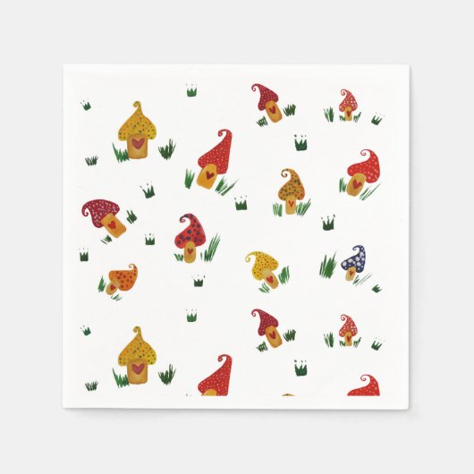 Paddenstoelen Witte Standaard Cocktail Papieren se Servet (Voorkant)