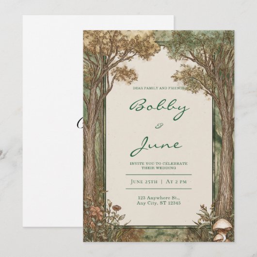 paddenstoelen Woodland bruiloft uitnodiging (Voorkant / Achterkant)