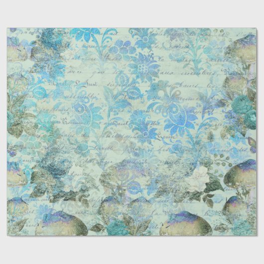 Paddenstoelen Woodland Pink Old Letter Aqua Blue G Cadeaupapier (Vlak)