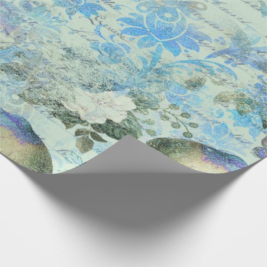 Paddenstoelen Woodland Pink Old Letter Aqua Blue G Cadeaupapier (Hoek)