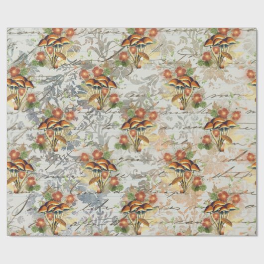 Paddenstoelen Woodland Sinaasappel Oude Letter Min Cadeaupapier (Vlak)