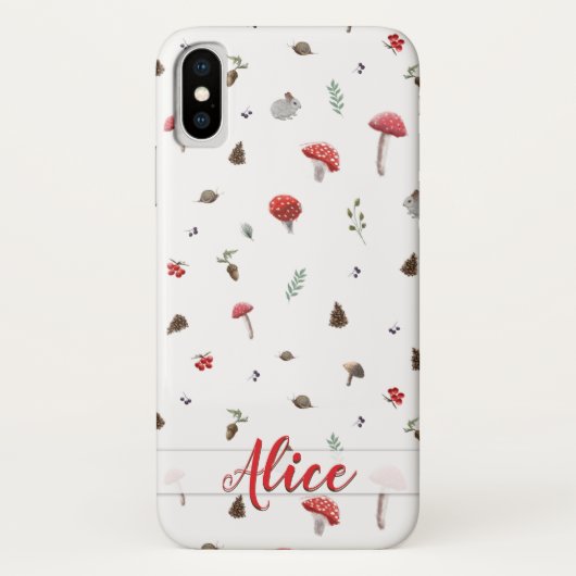 Paddenstoelen zacht najaarspatroon_wit Case-Mate iPhone case (Achterkant)
