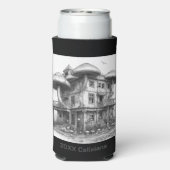 Paddenstoelen Zwart-wit Seltzer Blikjeskoeler (Seltzer Achterkant)