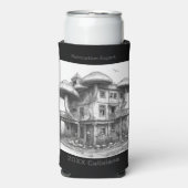 Paddenstoelen Zwart-wit Seltzer Blikjeskoeler (Seltzer Voorkant)