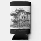 Paddenstoelen Zwart-wit Seltzer Blikjeskoeler (Achterkant)