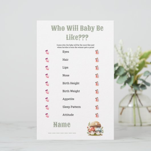 PaddenstoelenBaby shower dat Baby is Briefpapier (Staand voorkant)