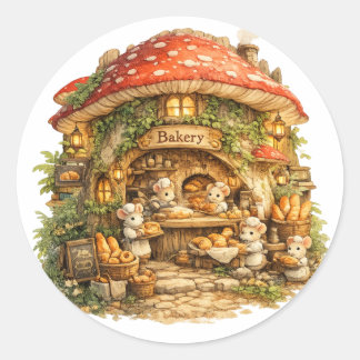 Paddenstoelenbakkerij | Whimsical Woodland Cottage Ronde Sticker