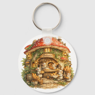 Paddenstoelenbakkerij Whimsical Woodland Cottage Sleutelhanger