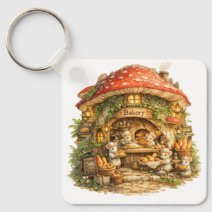Paddenstoelenbakkerij Whimsical Woodland Cottage Sleutelhanger