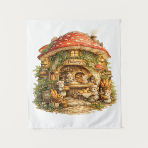 Paddenstoelenbakkerij   Whimsical Woodland Cottage Wandkleed