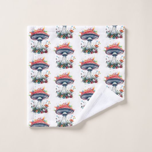 Paddenstoelenbloemen Woodland Kleurrijke Splash Bad Handdoek (Wasdoekje)